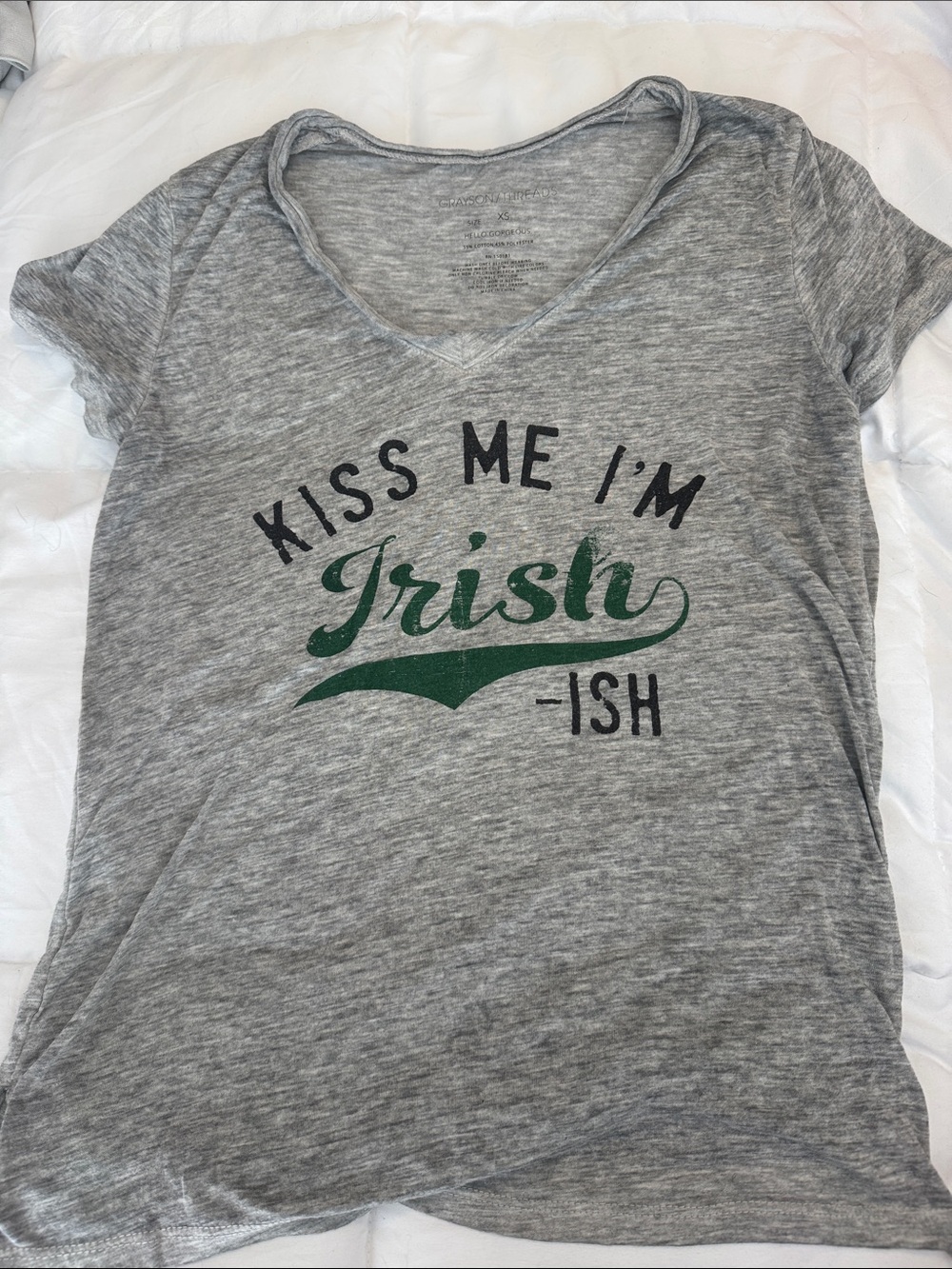 Grayson Threads Light Gray V-Neck Graphic Tee